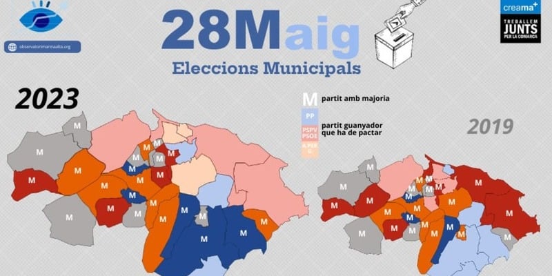 24 mayorías absolutas se han logrado tras las elecciones municipales del 28M, de los 33 municipios que conforman la Marina Alta.